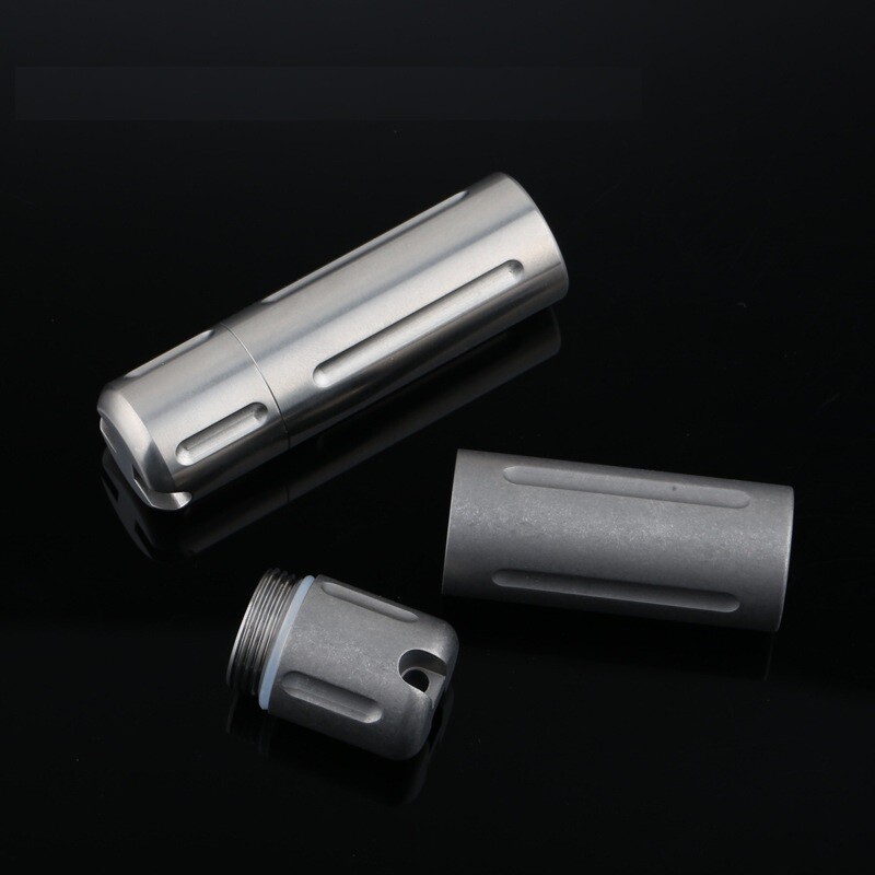 TA2 Titanium Waterproof Pill Container Case Holder Box Keychain Outdoor EDC Gift