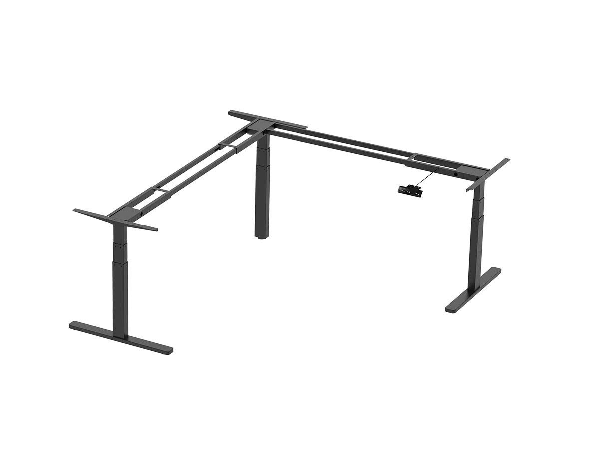 Monoprice Triple Motor Height Adjustable Sit-Stand Corner Desk Frame - Black
