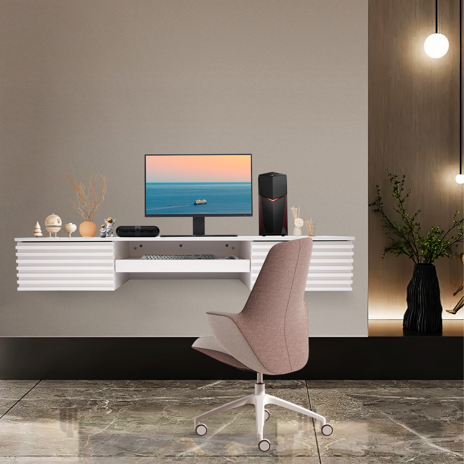 Wall Mounted Desk, Wall Mounted Desk with Pull Out Drawer, Wall Organizer