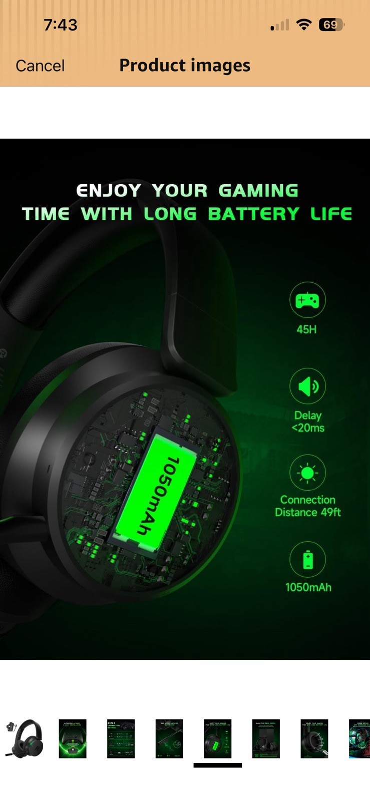 RYR Captain 200 Wireless Gaming Headset, Bluetooth/USB/3.5mm, Black