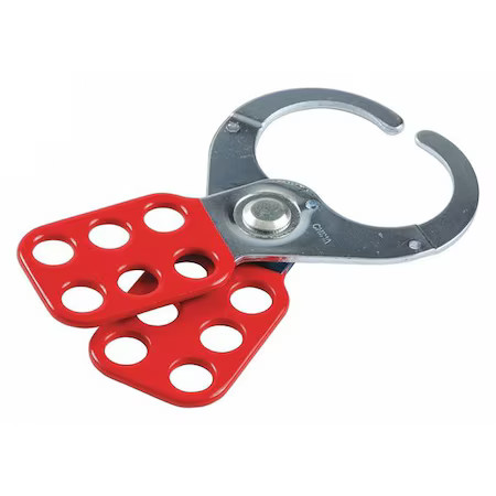Brady 133162 Lockout Hasp, Red, Steel, 6 Max. No. Of Padlocks, 1/2 In Max.