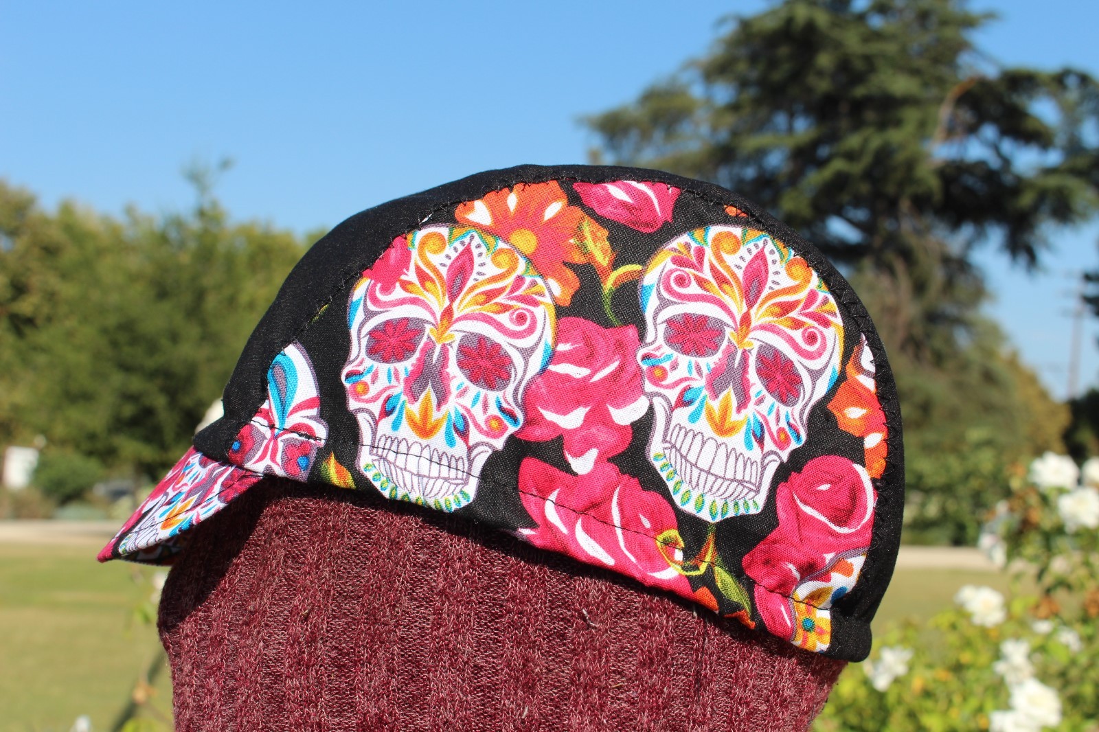 CYCLING CAP SKULL SUGAR  HANDMADE  ANY SIZE