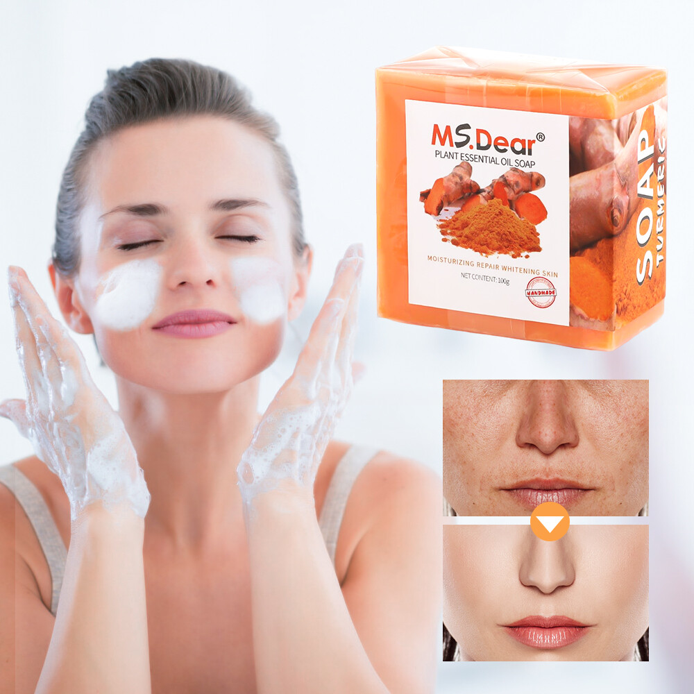 2Pc Turmeric Soap for Face&Body,Skin Brightening Anti-Acne Dark Spots Lightening