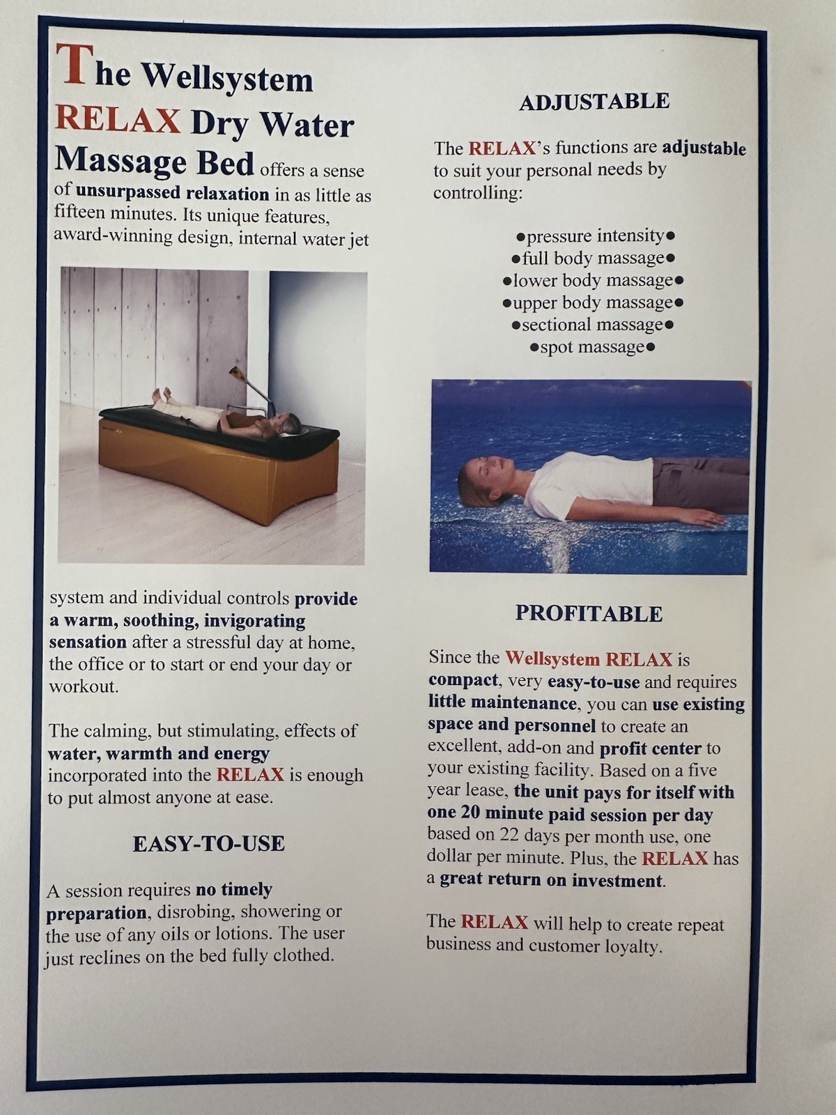 Wellsystem Dry Water Massage Bed