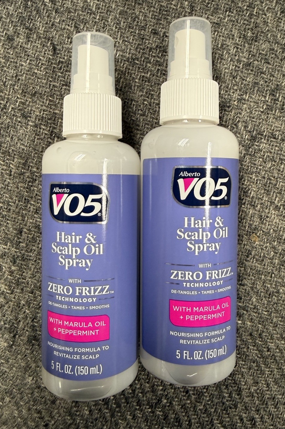 2 New Alberto VO5 Hair Scalp Oil Spray 5 Fl Oz Each Zero Frizz Marula Peppermint