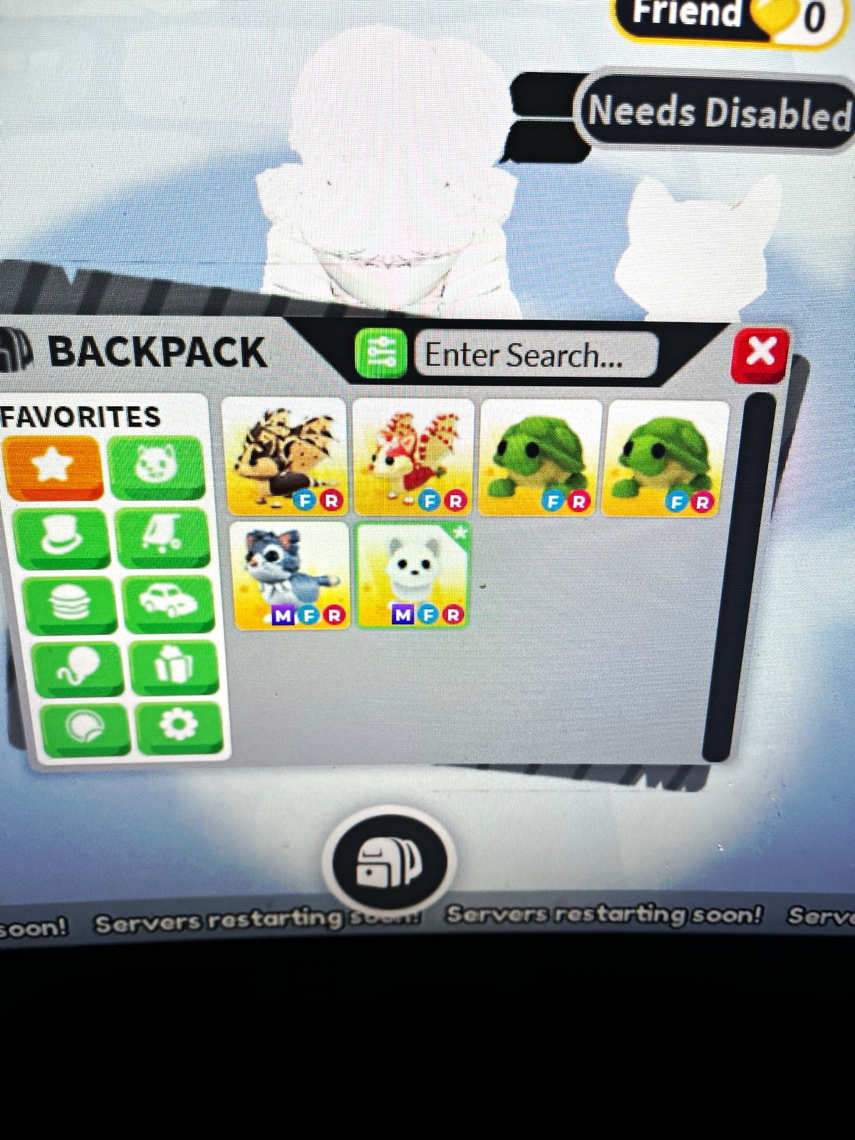Adopt Me! In-Game Backpack Inventory Screenshot - Mega Neon Fly Ride Pets