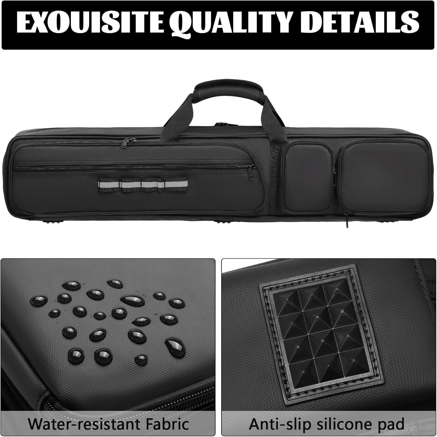High-Quality Pool Cue Case - 4x4 Design, Adjustable Straps & Padded Protection