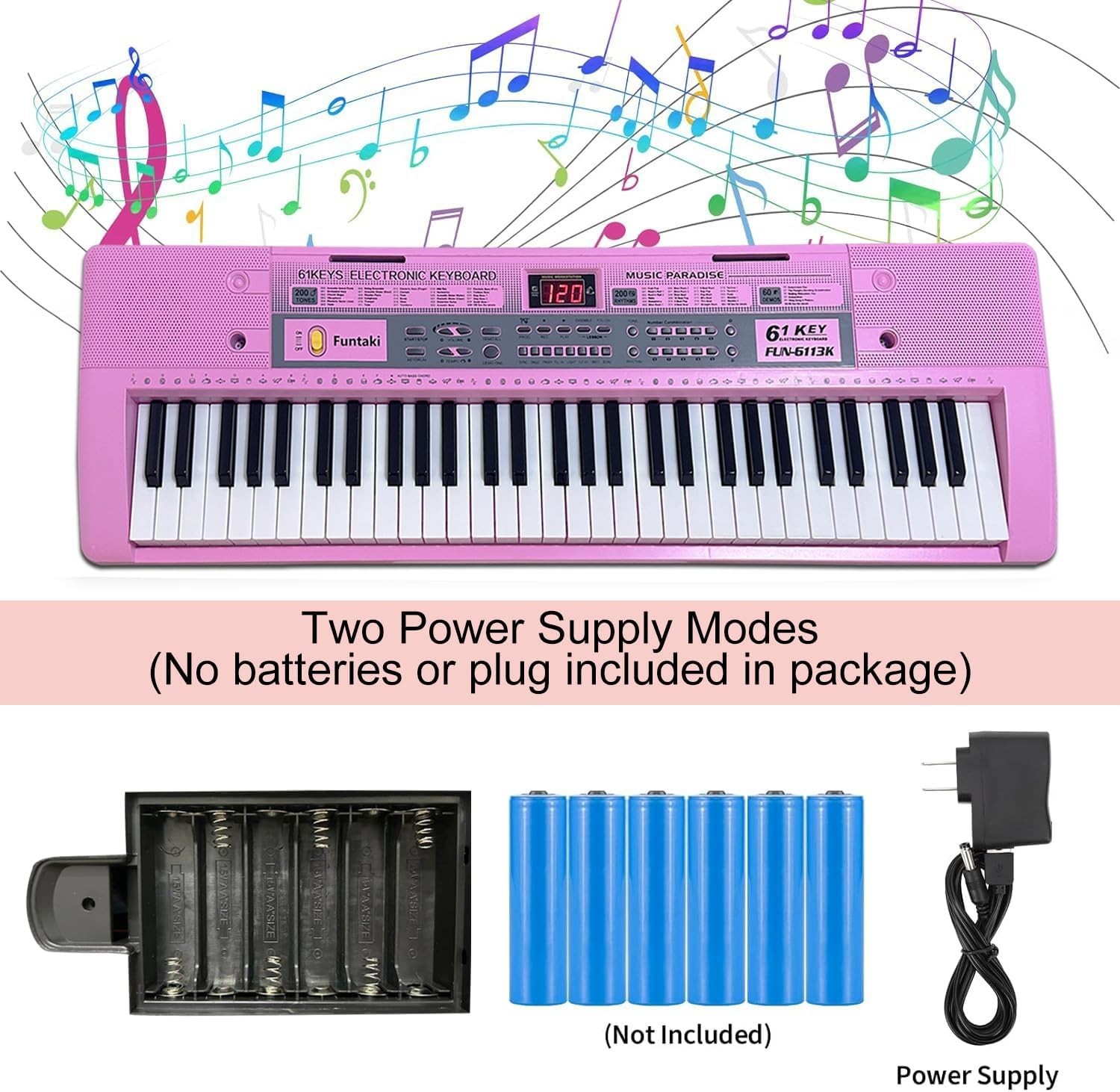 Beginner-Friendly 61-Key Electronic Piano with Lighted Keys & Recording Feature