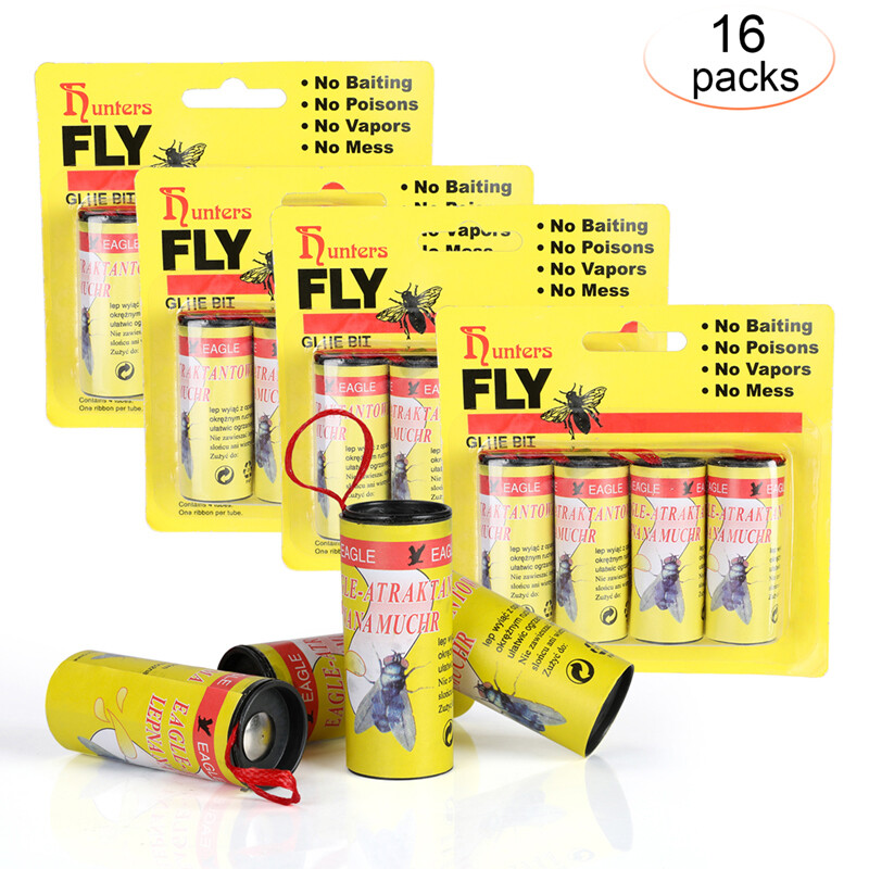 16 Tiras Atrapa Moscas Mosquitos Trampa Papel Pegamento para Insectos Voladores