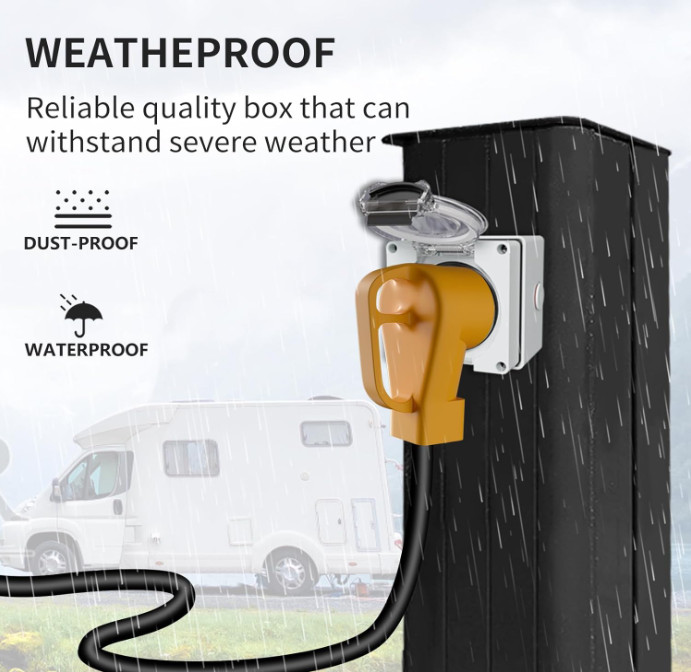 50Amp Power Outlet Box,Nema 6-50R Receptacle,250Volt Heavy-Duty Outdoor