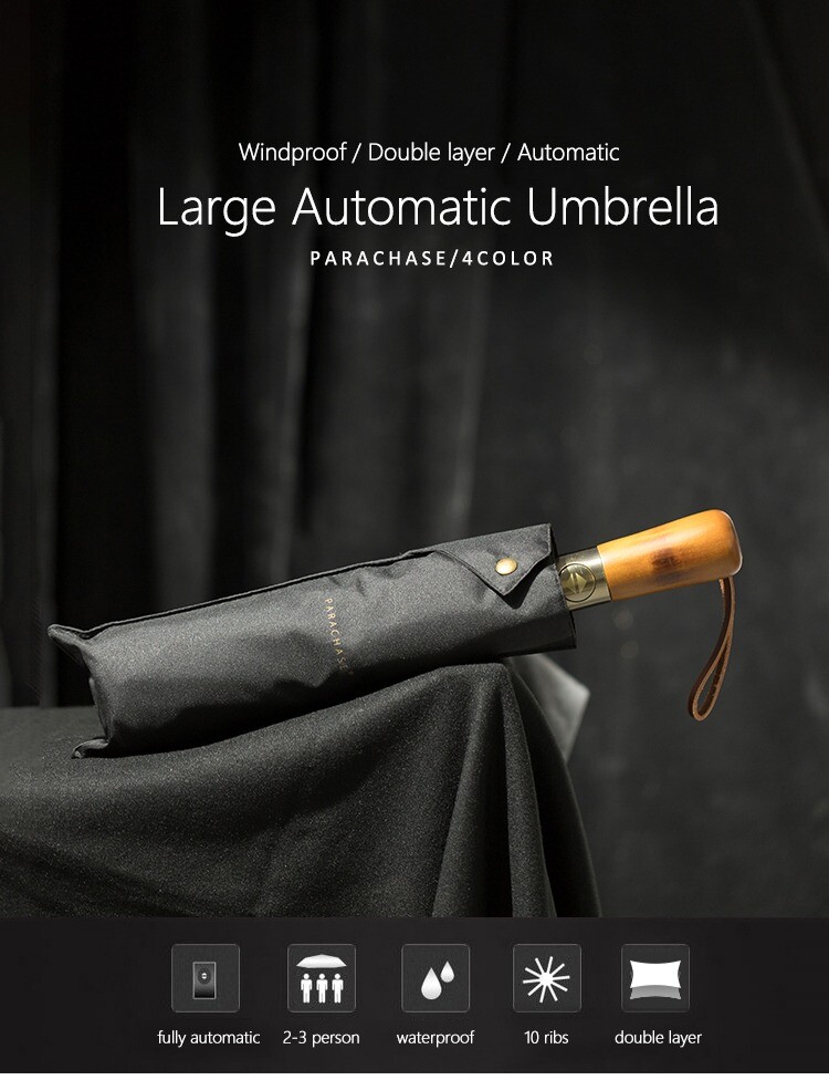 Umbrella  Luxury large  men women 115cm automatic double layer wooden PARACHASE