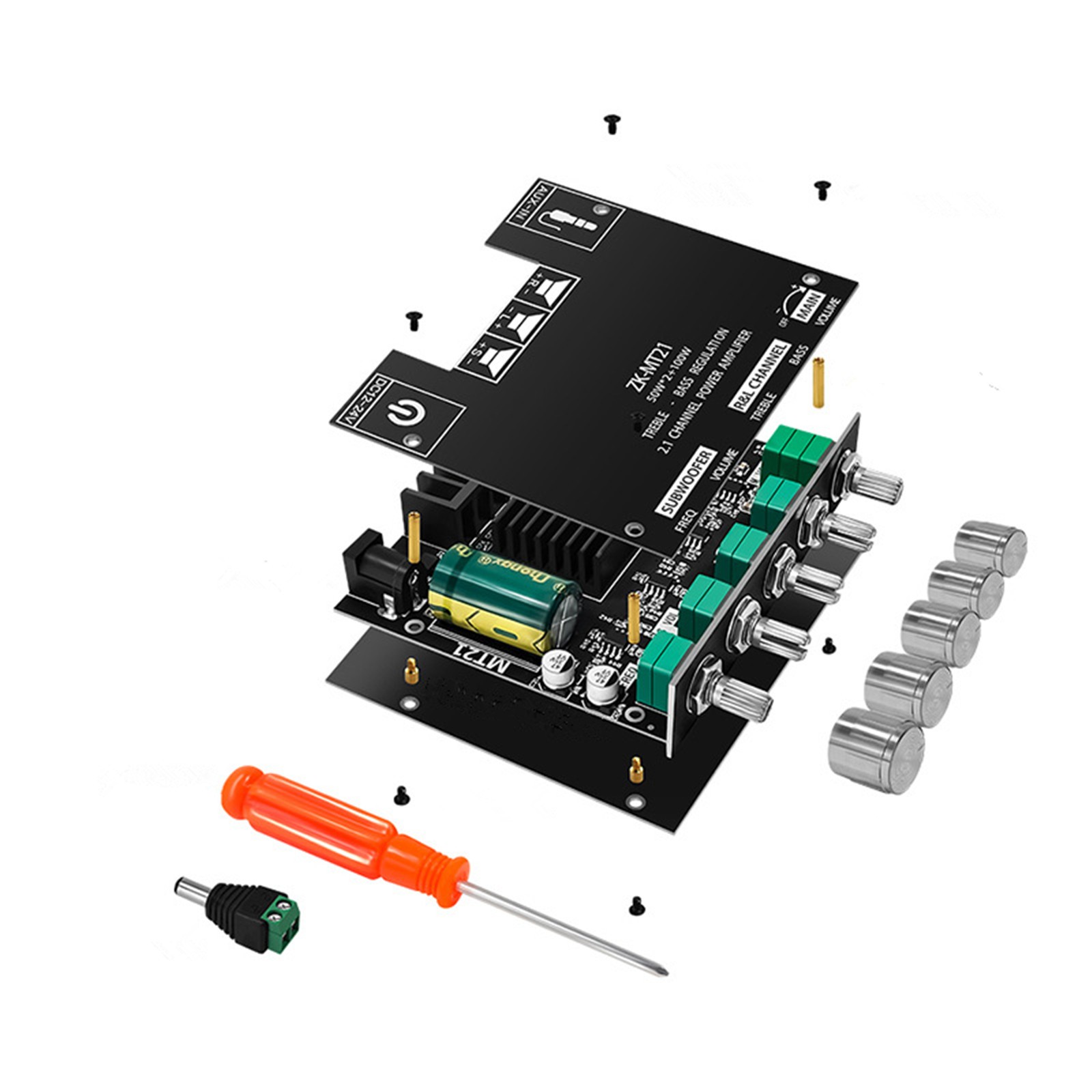 ZK-MT21 2x50W+100W Stereo Bluetooth 5.0 2.1Channel Digital Power Amplifier Board