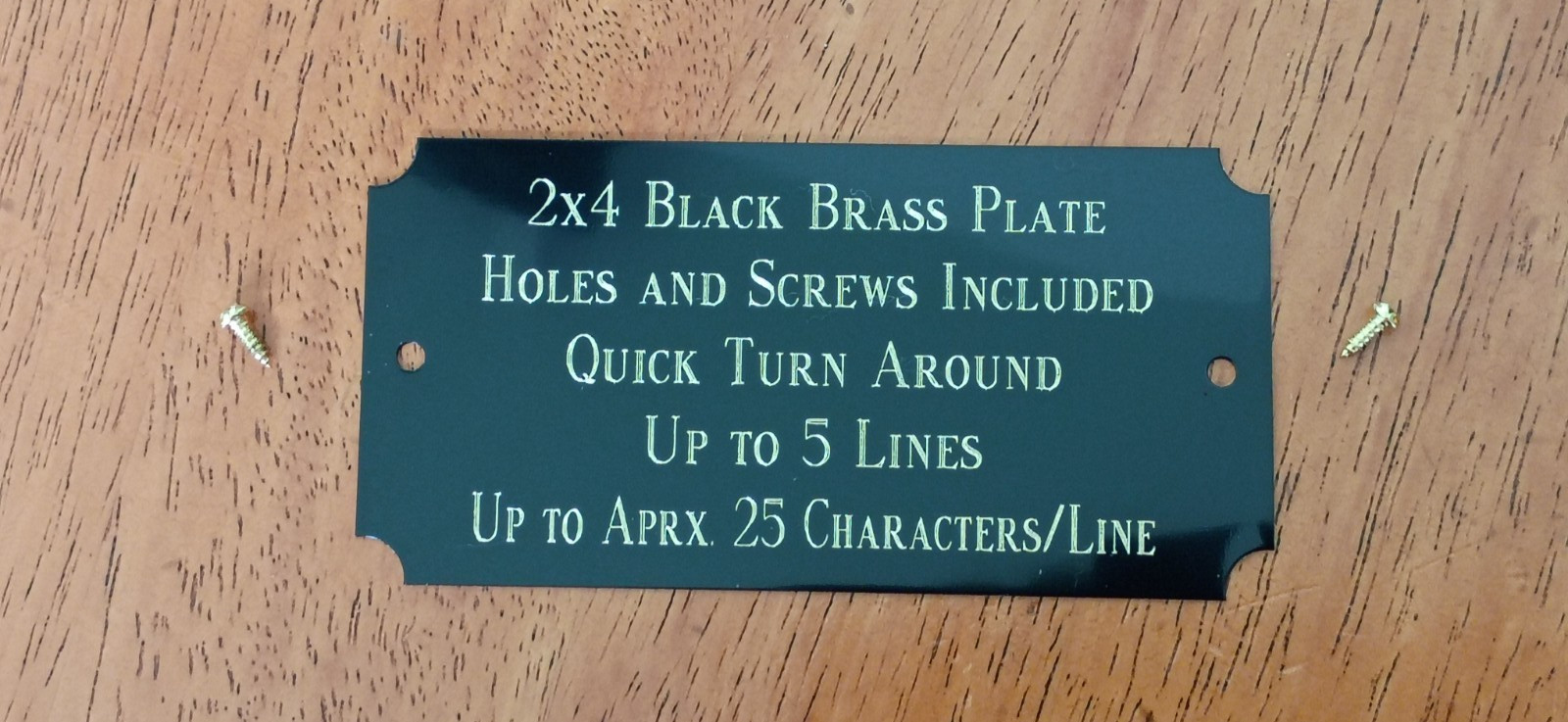 2"x4" BLACK BRASS NAME PLATE ART-TROPHIES-TAXIDERMY-FLAG CASE, with 2 screws