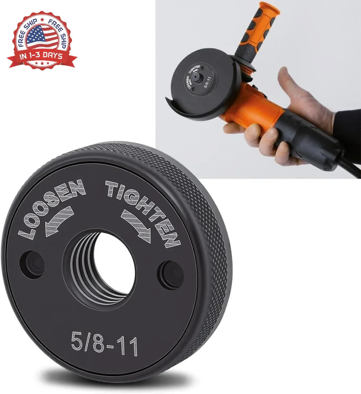 5/8"-11 Quick Change Angle Grinder Nuts, Self Locking Flange Nut No Wrench Requi