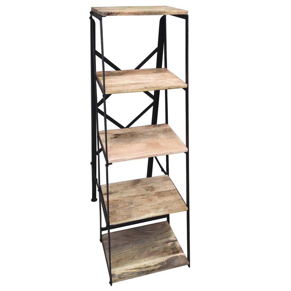 HUBERT® Display Rack Industrial Look Black Iron 5-Shelf - 16" L x 12" D x 48" H