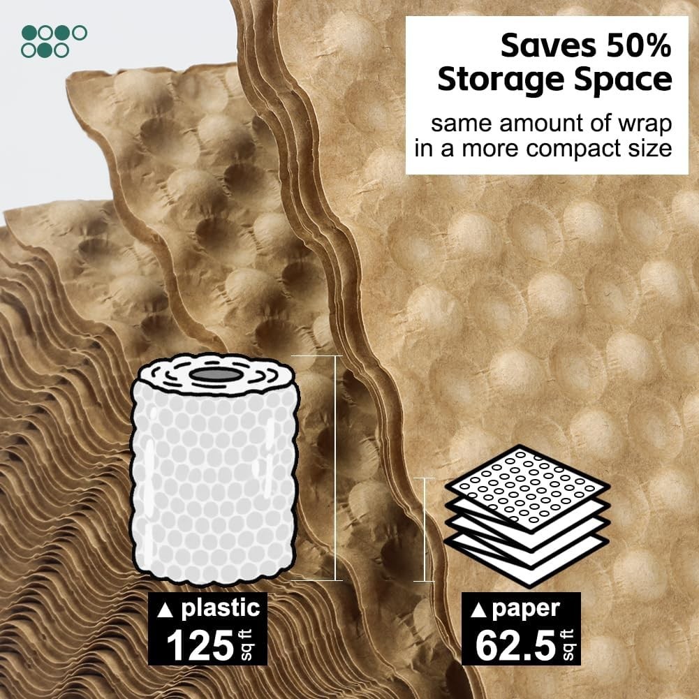 Bubble Wrap Paper Sheets for Packing 15x12 Inch Reusable Biodegradable