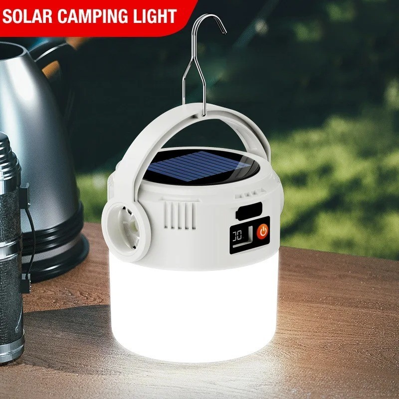 Solar Rechargeable LED Camping Lantern USB Flashlight Emergency Tent Light