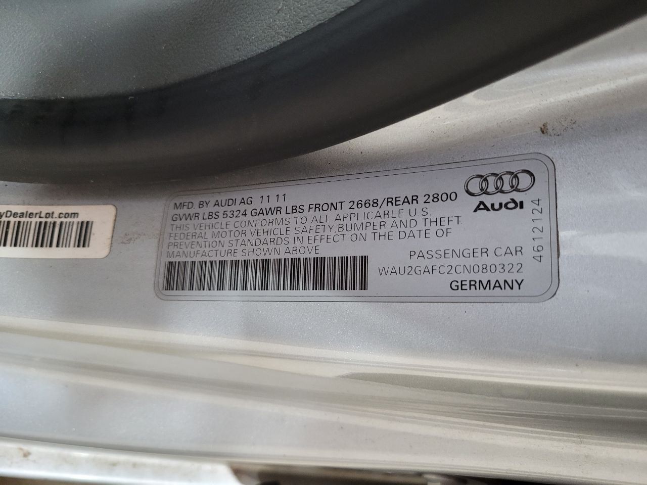 2012 Audi A7 Passenger Right Daytime Running Light Module PN: 4G0907397J