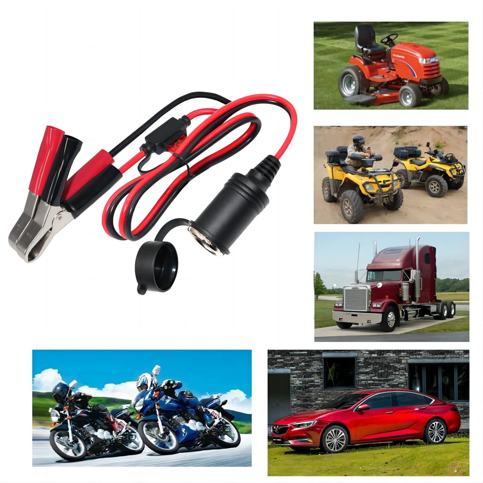 KUNCAN Cigarette Lighter Adapter - Female Socket to 12v Battery 1 PACK, Black