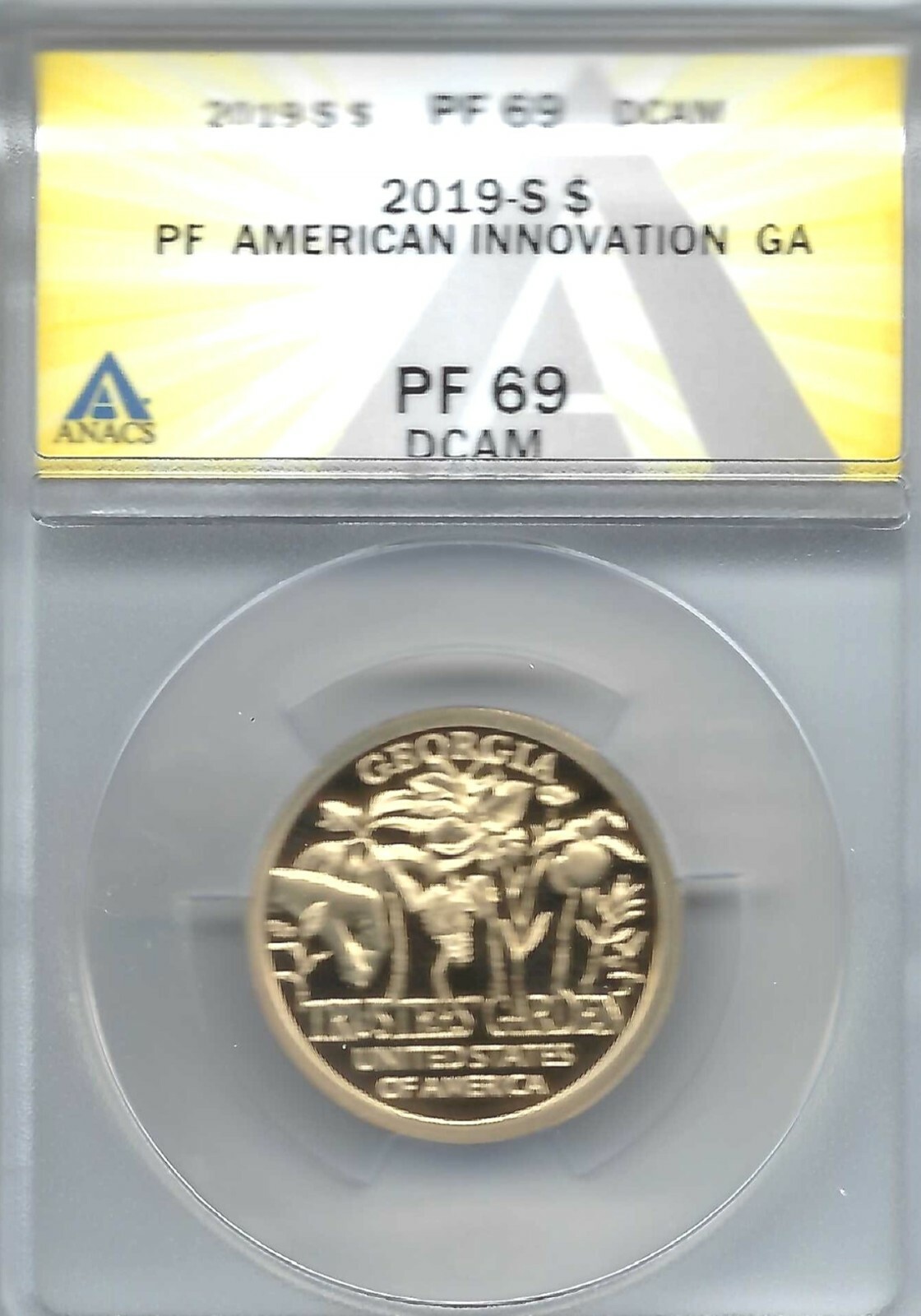 2019-S $1 American Innovators GA  ANACS Authenticated PF 69 Dollar