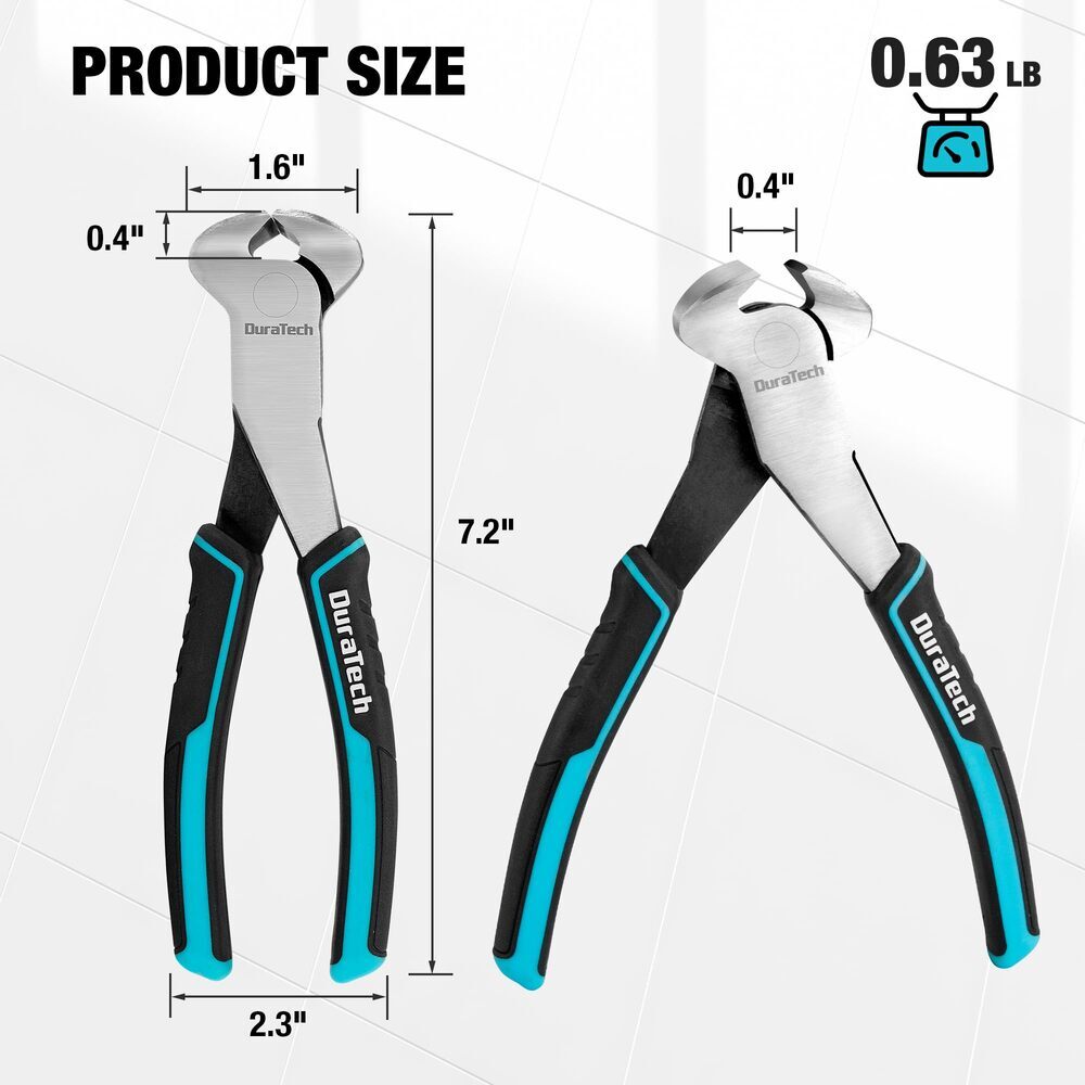 DURATECH 7" Nail Puller Nail Remover End Cutting Plier with Blackened End Nipper