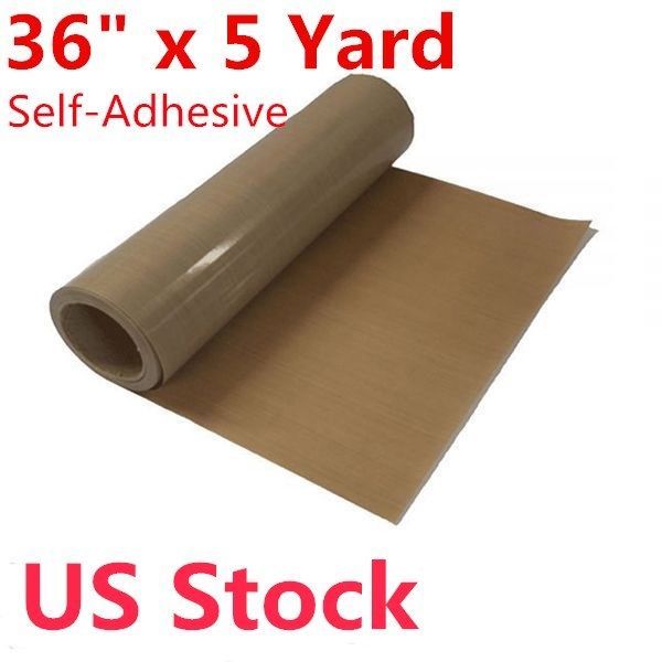 USA! 36" x 5 Yard Self-Adhesive PTFE Heat Resistant Fabric Sheet Heat Resistant