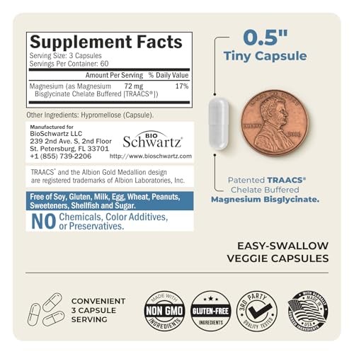 Magnesium Bisglycinate Chelated Supplement - High Absorption Assorted Sizes
