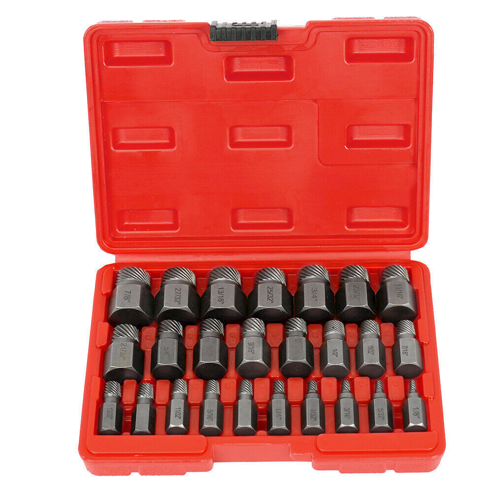 Multi-Spline Screw Extractor Set Hex Head Bit Socket Wrench Bolt Remover 25Pcs