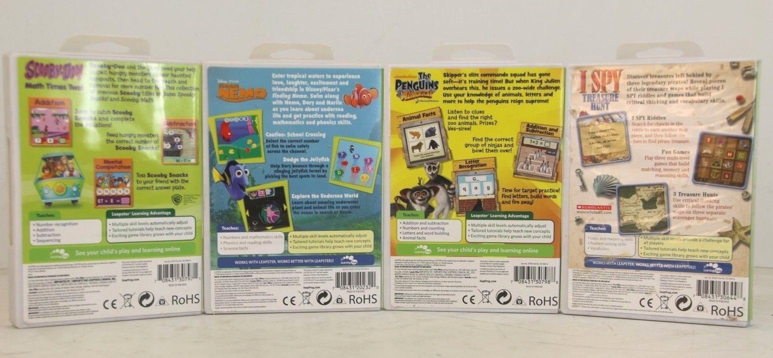 Leap Frog Leapster Learning Games - Scooby Doo, I Spy, Finding Nemo, Madagascar