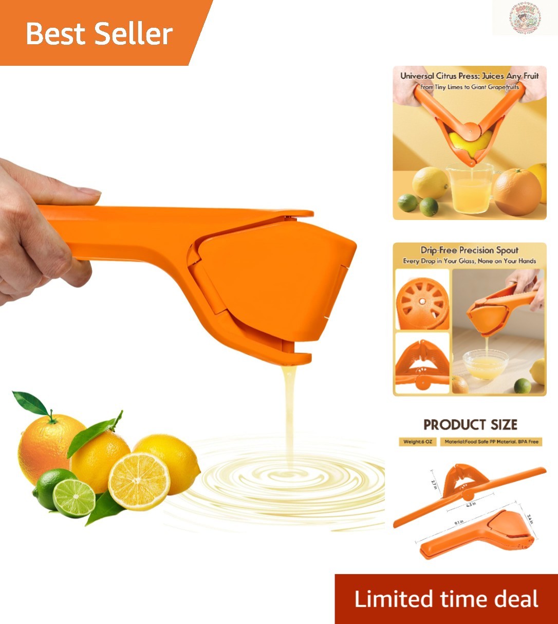 Durable Handheld Lemon Juicer - Easy to Clean & Dishwasher Safe Citrus Tool