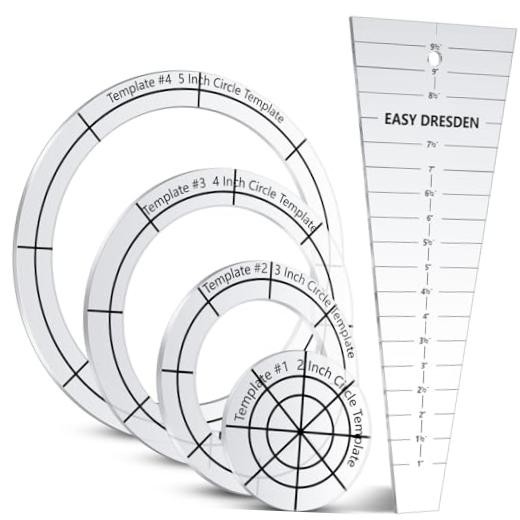5 Pcs Acrylic Quilting Template Ruler,,Shape Transparent Classic