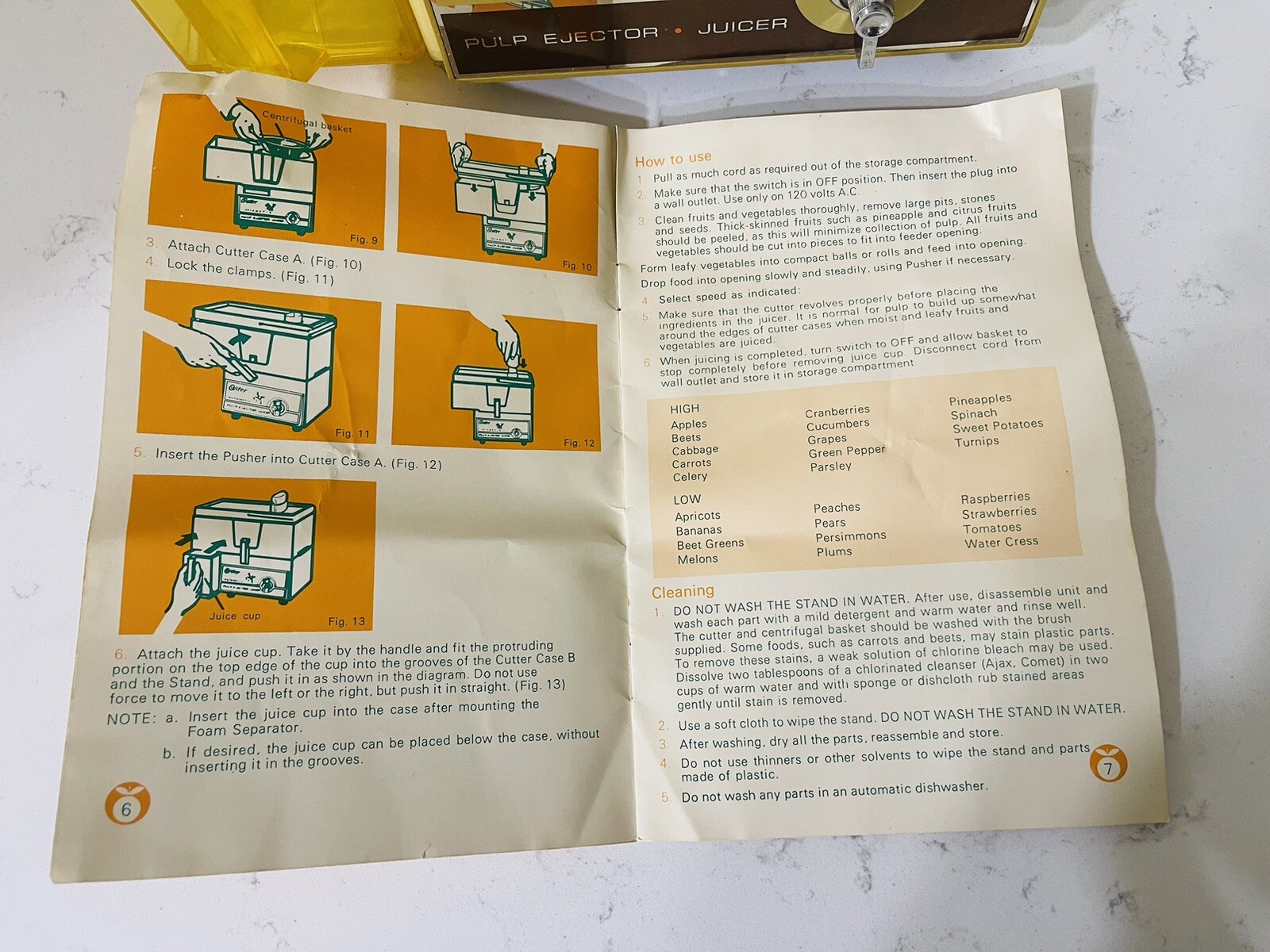 Vintage 70s Oster Model 362 Automatic Pulp Ejector Juicer Manual Cleaning Brush