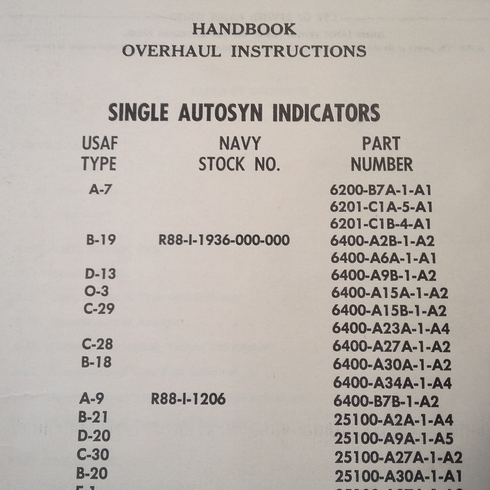 Pioneer Single Autosyn  Indicators Overhaul Handbook Manual