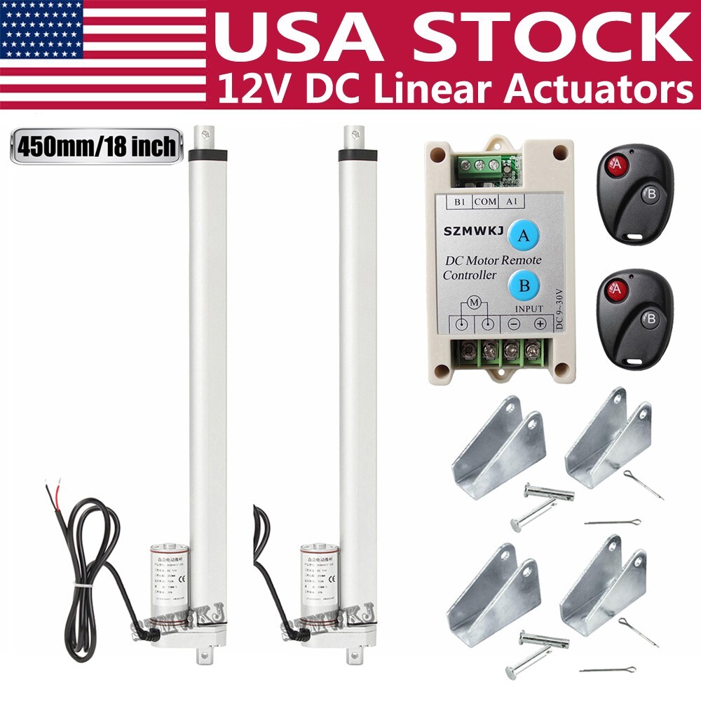 High Speed 2X18" 1000N Linear Actuator 12V W/ Remote Control System Putter Motor