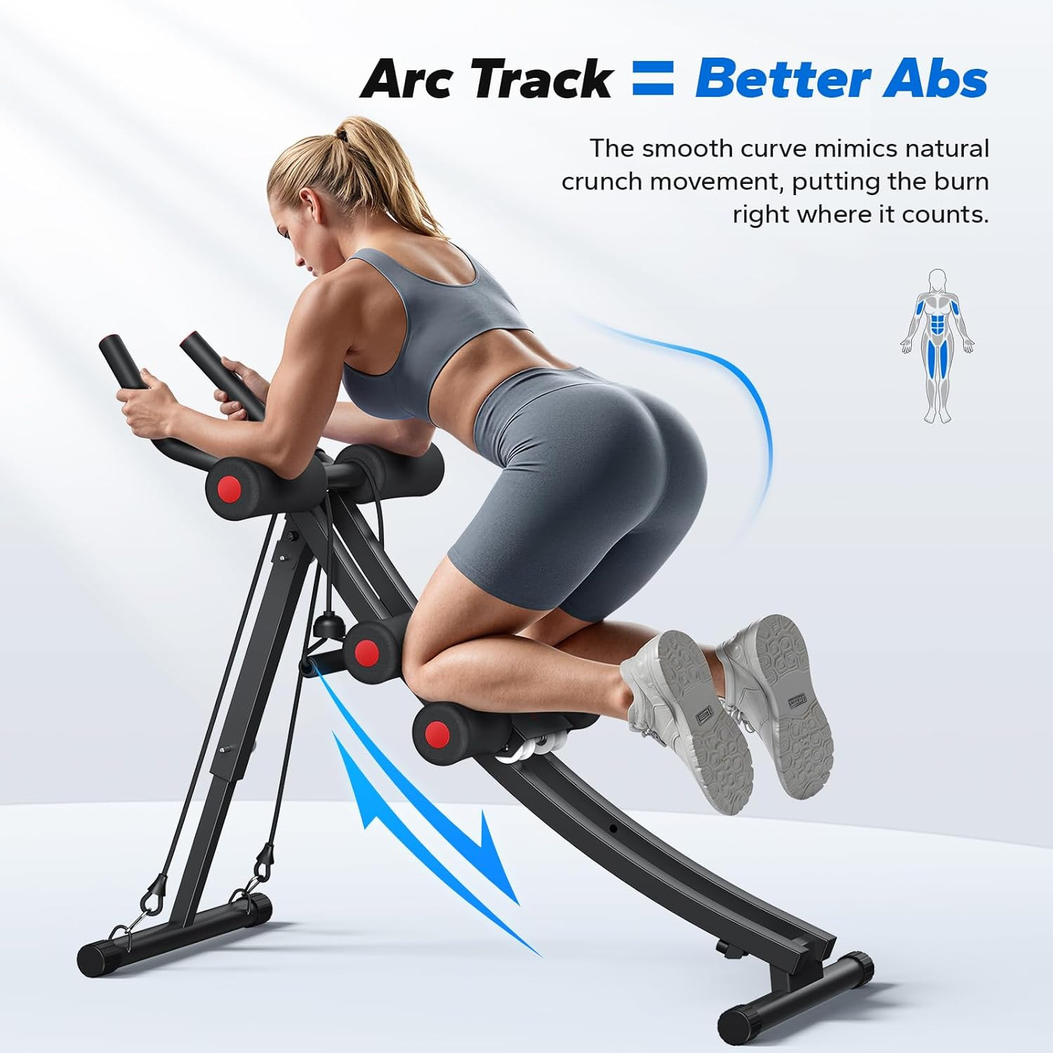 Dual Track Ab Machine, Adjustable Ab Trainer Machine, Ab Workout Equipment for H