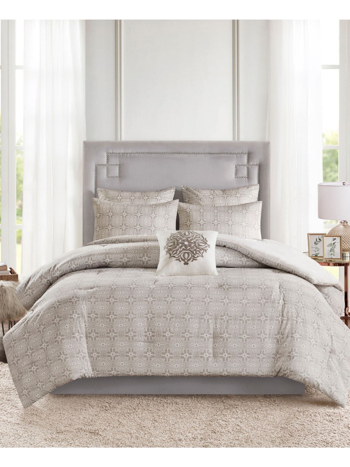 MADISON PARK White Patterned 16 x 16 in Decorative Pillow
