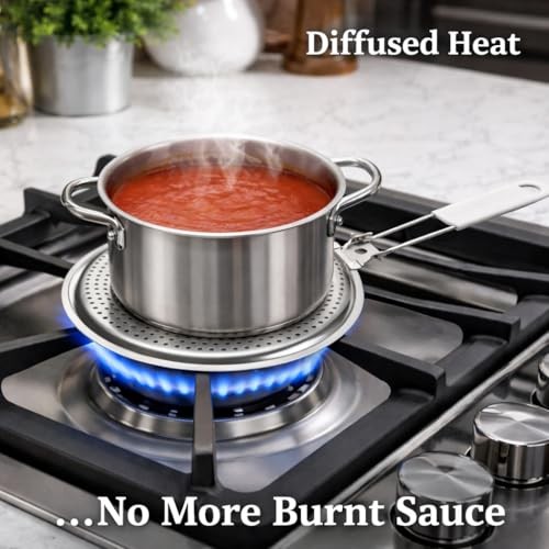 Heat Diffuser Reducer Flame Guard With Removable Handle, Stainless Single