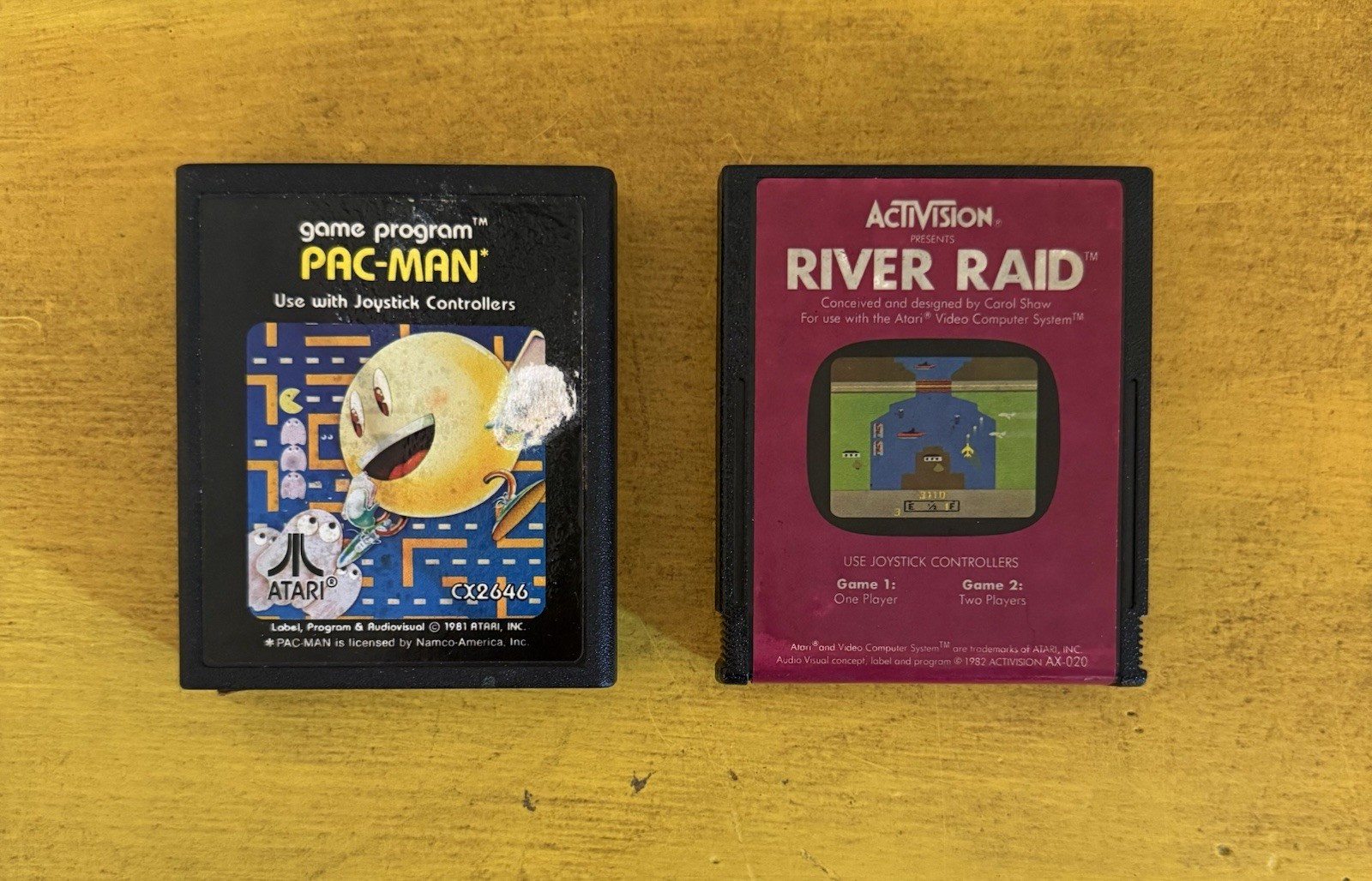 Vintage Activision River Raid & Pac-Man Atari 2600 1982 Video Game Tested, Works