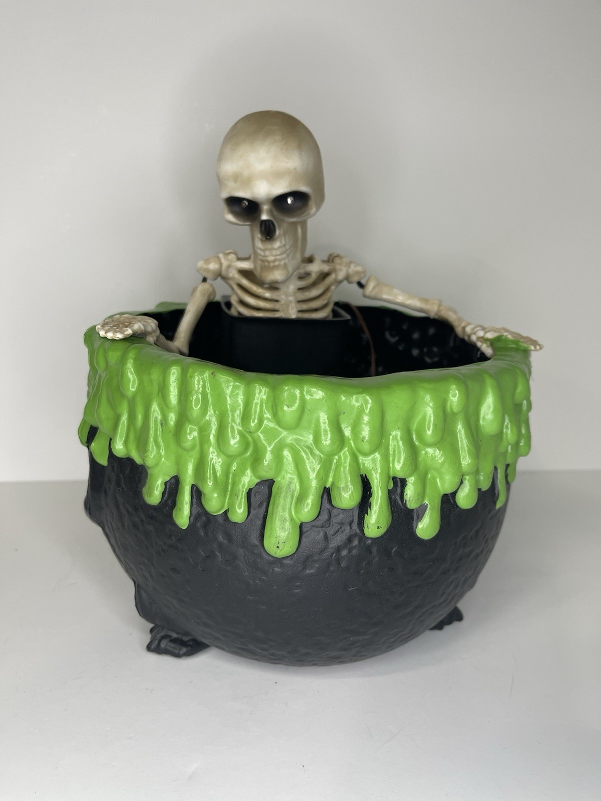 Gemmy Halloween Animated Skeleton Cauldron Candy Bowl