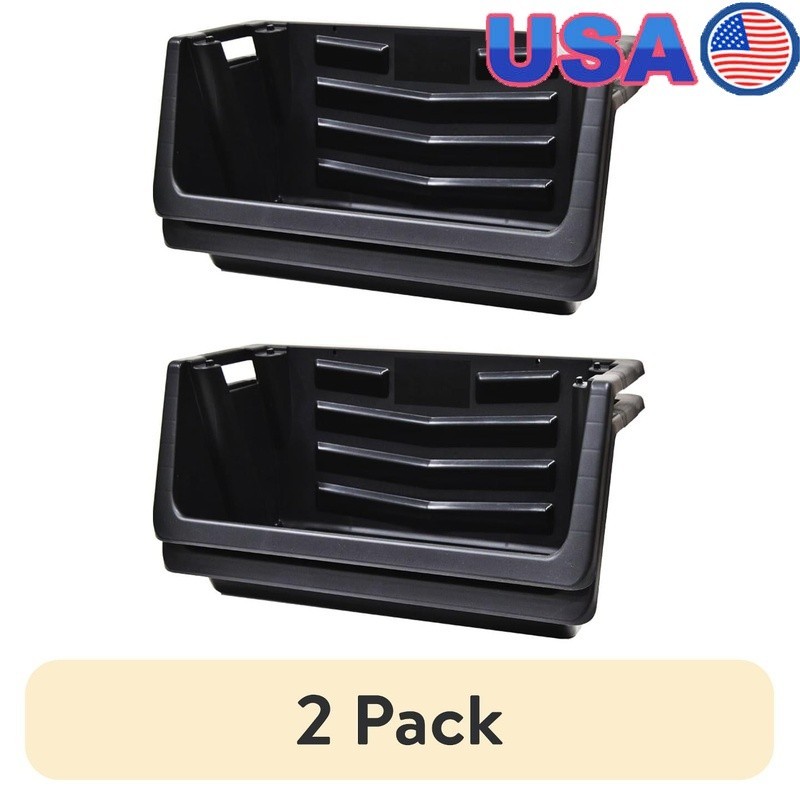 Heavy Duty Stackable Storage Bins Large Handles Rust Water Proof 100lb Limit New