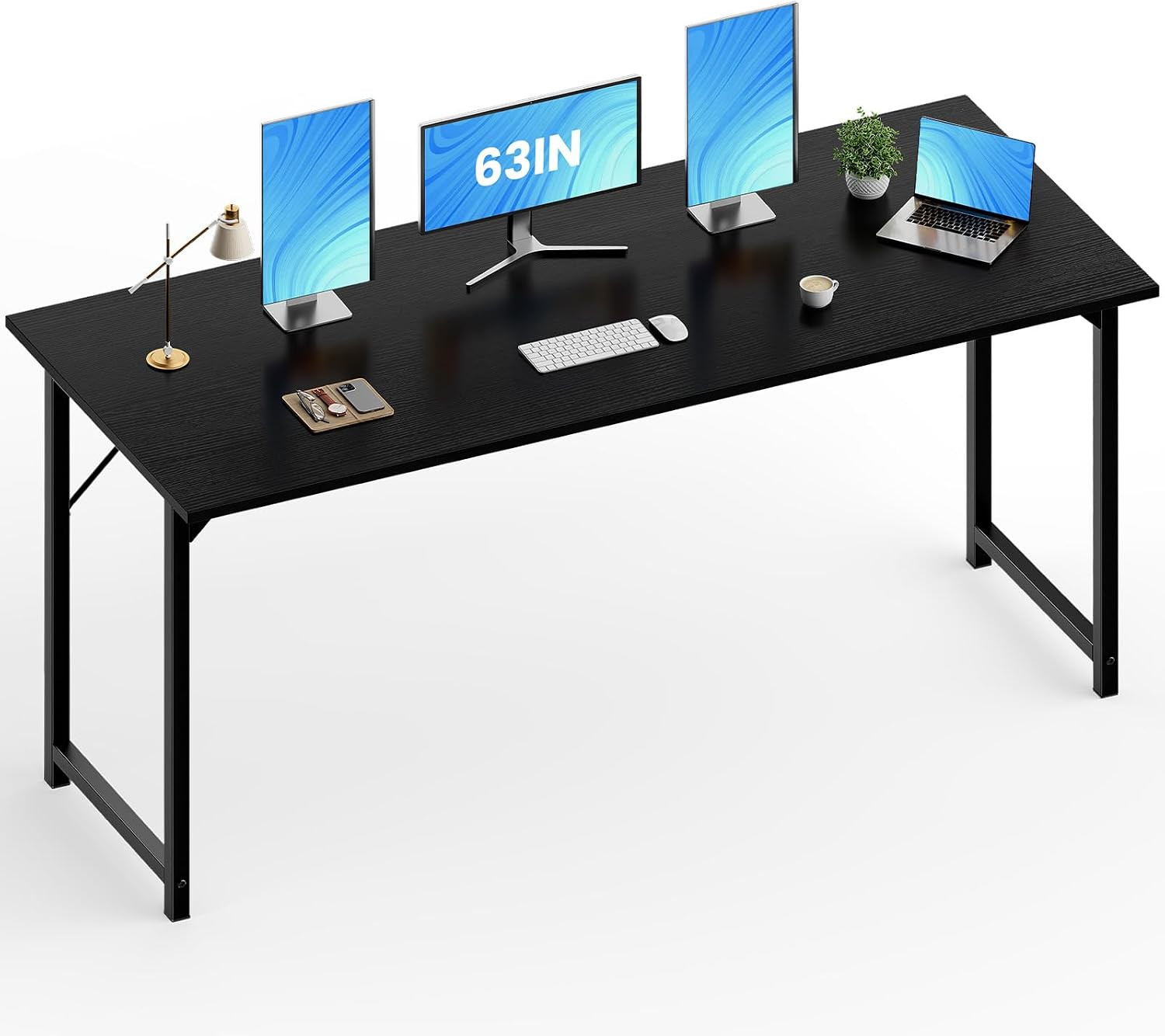 63-Inch Large Computer Desk for Home Office, Black | Gaming Writing Work and Stu