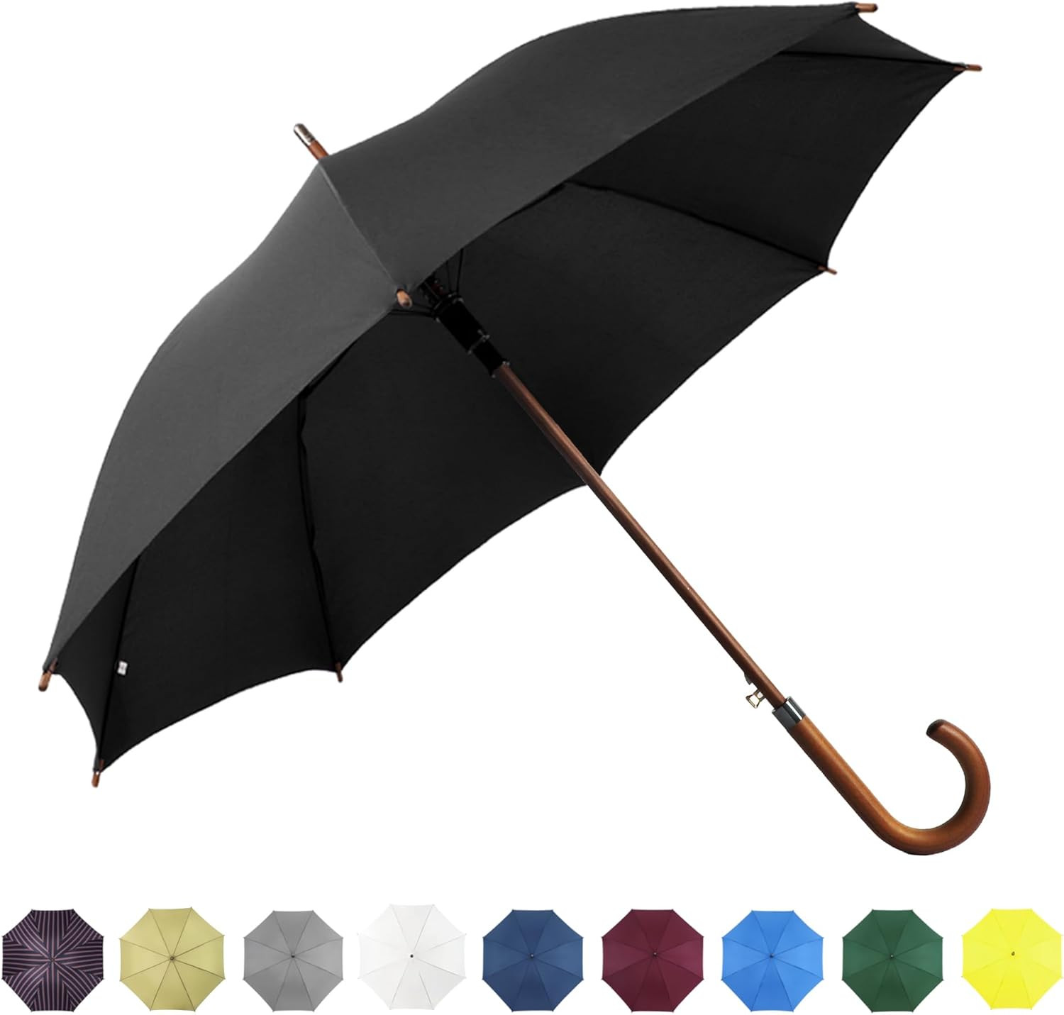 48" Black Umbrella – Stick Windproof Large Umbrellas for Rain, Automatic Open fo