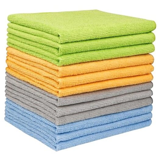 Microfiber Cleaning Cloth Pack, Microfiber Towels 12inx16in 12 Multi-colored