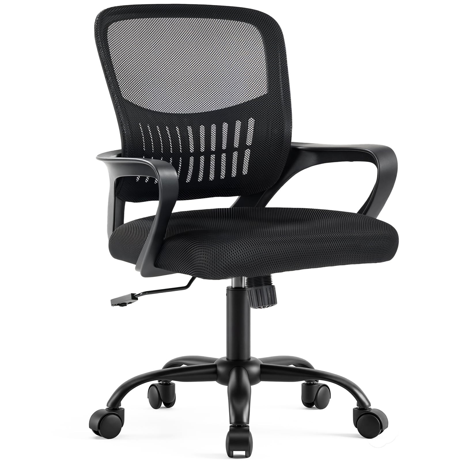 Home Office Desk Chair - Ergonomic Mid Back with Lumbar Support & Rocking Mod...