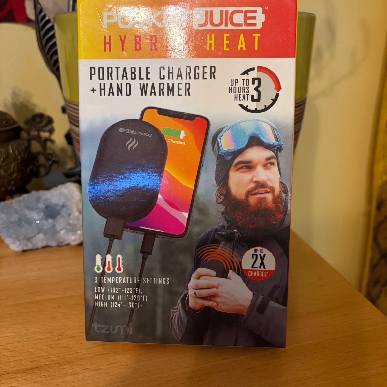 POCKET JUICE PORTABLE CHARGER + HAND WARMER UP TO 3 HRS HEAT  NEW IN BOX