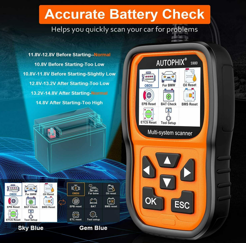 AUTOPHIX 5900 OBD2 Scanner Fit For BMW All System Diagnostic Tool Battery EPB