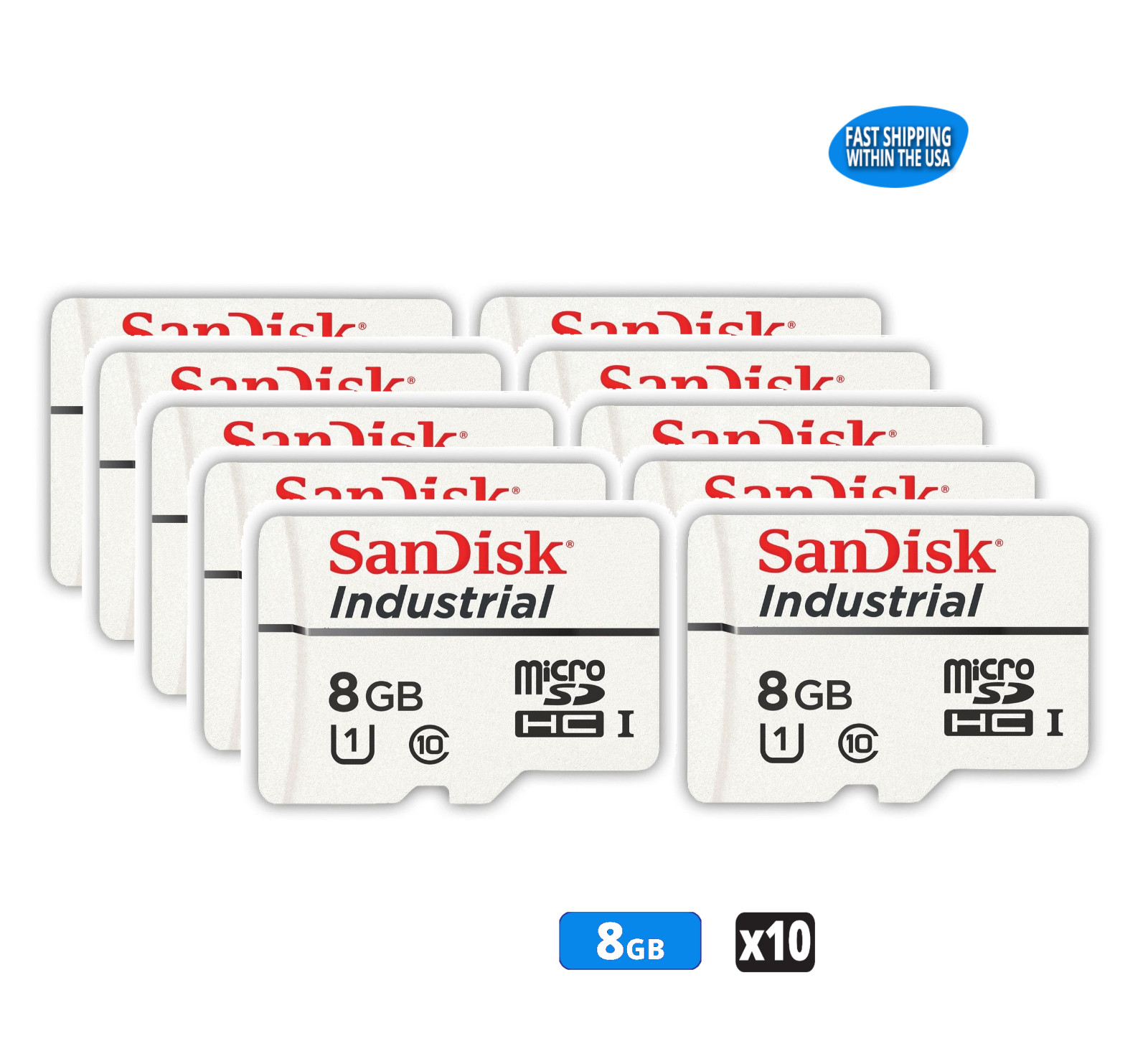 Sandisk 8GB Industrial MicroSDHC Memory Cards Bulk Wholesale Class 10 UHS-I x10