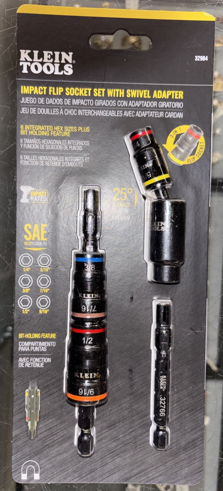 Klein Tools Impact Flip Socket Set With Swivel Adapter, 6 Pieces