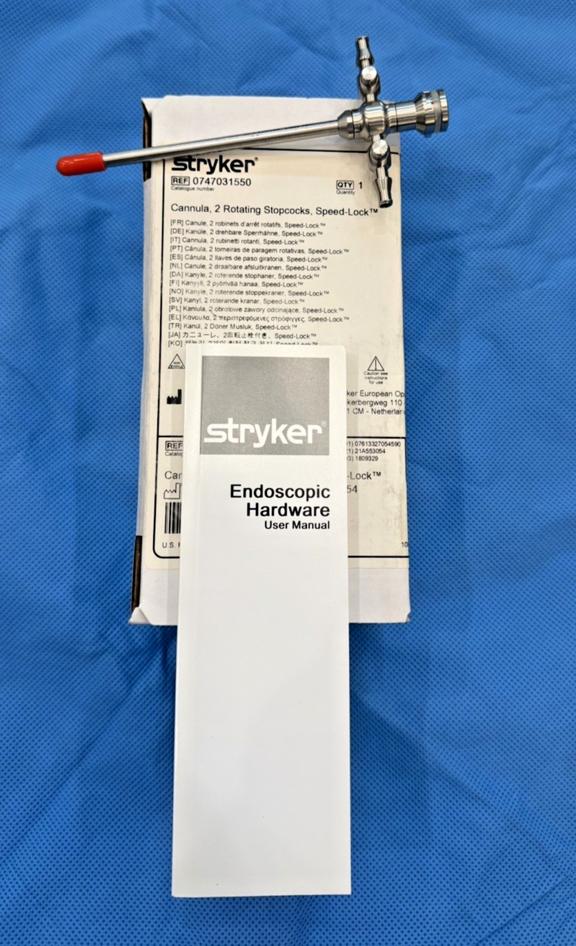 ✅STRYKER 747-031-550 Arthroscopy Cannula - 2 Stopcocks 5.8mm w/Trocar NEW IN BOX
