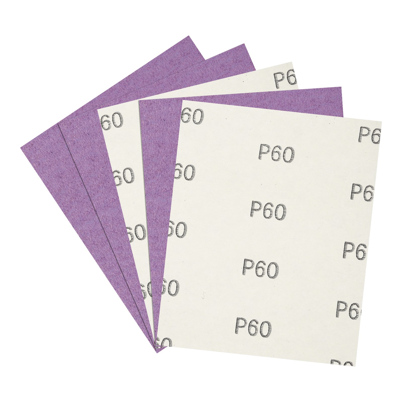 5pcs Sand Papers - [4.5 x 5.5 Inch x 60 Grits] Alumina Sandpaper Sheets Purple